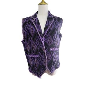 Nikki Saggaro Purple & Black Southwestern Beaded Tapestry Vest